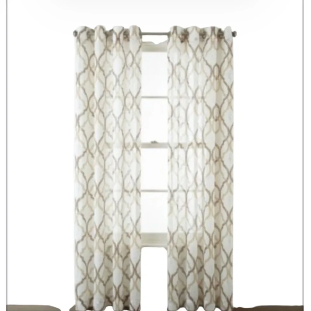 JCPENNY HOME Presidio Grommet Panel Golden coconut sheer 63